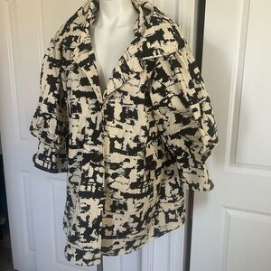 Anthropologie Hazel Black and Cream Pea Coat